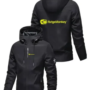 Fishing Boost Black Techwear Jacket With Logo On The Back Outdoor Enthusiast…