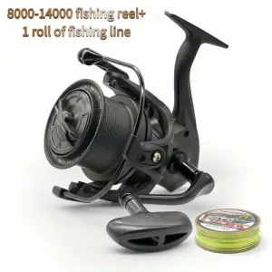European Carp Fishing Metal Reel Large Model Fishing Line Wheel 8000-14000, Free 5# Fishing Line Roll Length of 150 Meters, High-end Fishing Line Whee