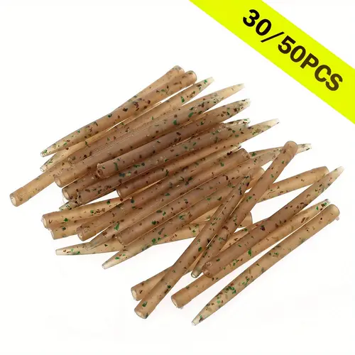 30/50pcs Silicone Anti-Tangle Fishing Hook Sleeves, 60mm/2.36inch - Prevents Rig Tangling, Smooth Continuous Taper Design, Large Bore for Easy Hooklink Passing, Outdoor Carp & Coarse Fishing Accessories, Coarse Fishing Essentials | Camouflage Pattern | Functional Fishing Gear