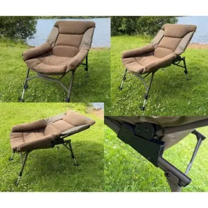 Lidsters DEEP LOUNGE RECLINER Carp Fishing Chair - Adjustable Reclining Fishing Chair with Extra Deep Padding