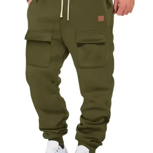 Multi Pocket Fleece Cargo Pants Fall Winter Training Athletic Long Trousers…