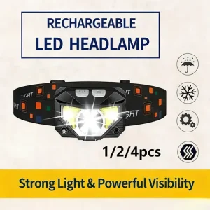1 2 4 Led Rechargeable Headlamp Motion Sensor Flashlight Red And White Light…