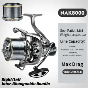 PROBEROS Fishing Reel 8000-14000 Max Drag 18KG Spinning Reels Metal Spool Body Reinforced Nylon Material Fishing Reels Reel for Fishing Additions Pech
