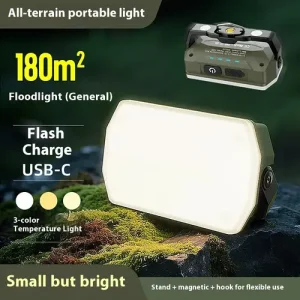 Handheld Ultra-Portable Camping Light, 52 LED Floodlight, 4000mAh Battery with Extended Runtime, 3-Color Dimming, 6 Lighting Modes, IP44, with Magneti