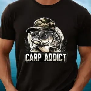 Mens Carp Fishing T Shirt With Carp Fishing Gear Print Soft Crew Neck Short…