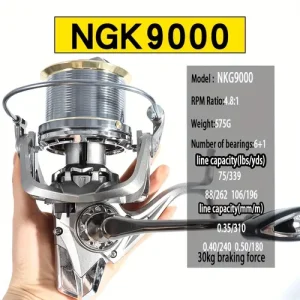 ABAHUB Metal Telecasting Reels with Large Line Cups and Seawater-proof, Ultra-smooth, Gapless Spinning Reels 8000-14000