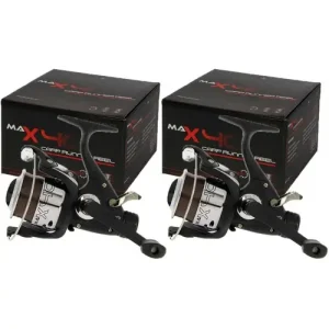 2 x Carp Free Runner MAX 40 Size 2BB Black Fishing Reels Loaded with 8lb Line