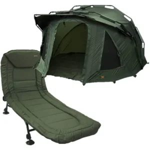 Lidsters Fortress 3 Rib 2 Man Bivvy with Hood + 6 Leg Recliner Bedchair Carp Fishing Set