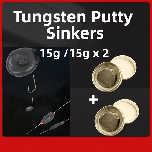 Tungsten Steel Mud Ball - 15g (0.5oz) - 1/ 2 Pieces - Aluminum Box, Tungsten Putty, Soft Moldable Sinker for Weighting, Perfect for Fly Fishing, Carp & Bass Fishing | Fishing Accessories with Quick Float Adjustment