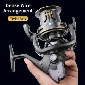 9000/12000/14000 Series Oversized Metal Reel, Beach Casting Reel, 4.1:1 Gear Ratio, Angled Line Cup Casting Reel, Guide Rod Structure Dense Line Spinning Reel, Gapless Beach Saltwater Big Game Fishing Line Reel, 20kg Super Strong Drag