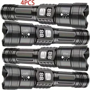 4pcs Rechargeable High Power Led Flashlights With Spotlight Long Range Work…