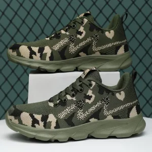 Mallaza Men's Camouflage Running Shoes, Wear-resistant, Comfortable Lace-up Casual Sneakers for All Seasons, Trendy and Versatile Campus Style Footwear for Jogging and Daily Walking