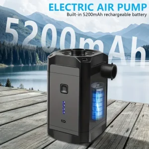 Portable Electric Air Pump for Outdoor Camping - a Quick Inflator And Pump for Inflating Mats, Air Beds, Boats, Swim Rings, And Pools, Lightweight, Re