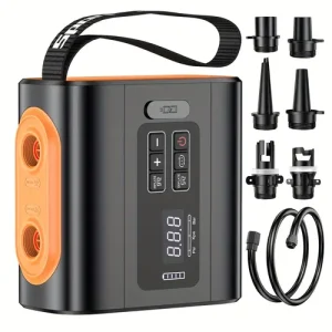 Smart High-Pressure Portable Air Pump | All-in-One Inflation Companion for Outdoor Camping | LCD Display with Dual Inflation/Deflation Function | USB