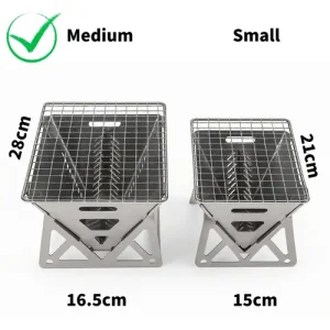 Portable Folding Charcoal Bbq Grill With Carry Bag Compact Stainless Steel…