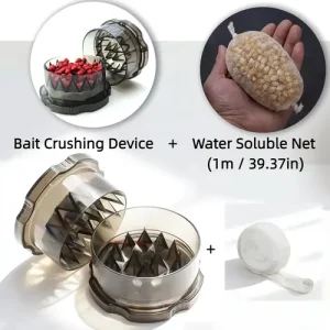 2pcs/Set Carp Fishing Bait Tools Include 1pc Carp Bait Grinder And 1pc Water Soluble Net (1M/39.37In), Reusable Bait Crusher, Hard Bait Grinder, Durable Fishing Gear Additions for Outdoor Carp Fishing, Bait Crushing, Feeding And Nesting