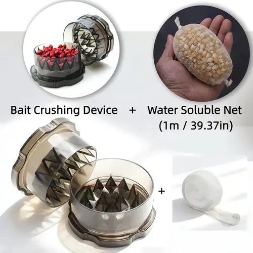 2pcs/Set Carp Fishing Bait Tools Include 1pc Carp Bait Grinder And 1pc Water Soluble Net (1M/39.37In), Reusable Bait Crusher, Hard Bait Grinder, Durable Fishing Gear Additions for Outdoor Carp Fishing, Bait Crushing, Feeding And Nesting