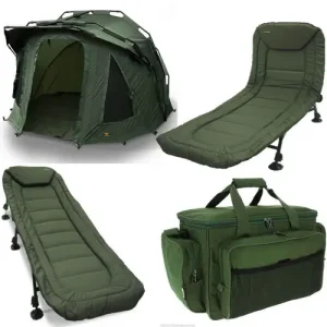 Lidsters 2 Man Carp Fishing Bivvy Tent + 6 Leg Bedchair + Insulated Tackle Bag Deal Set